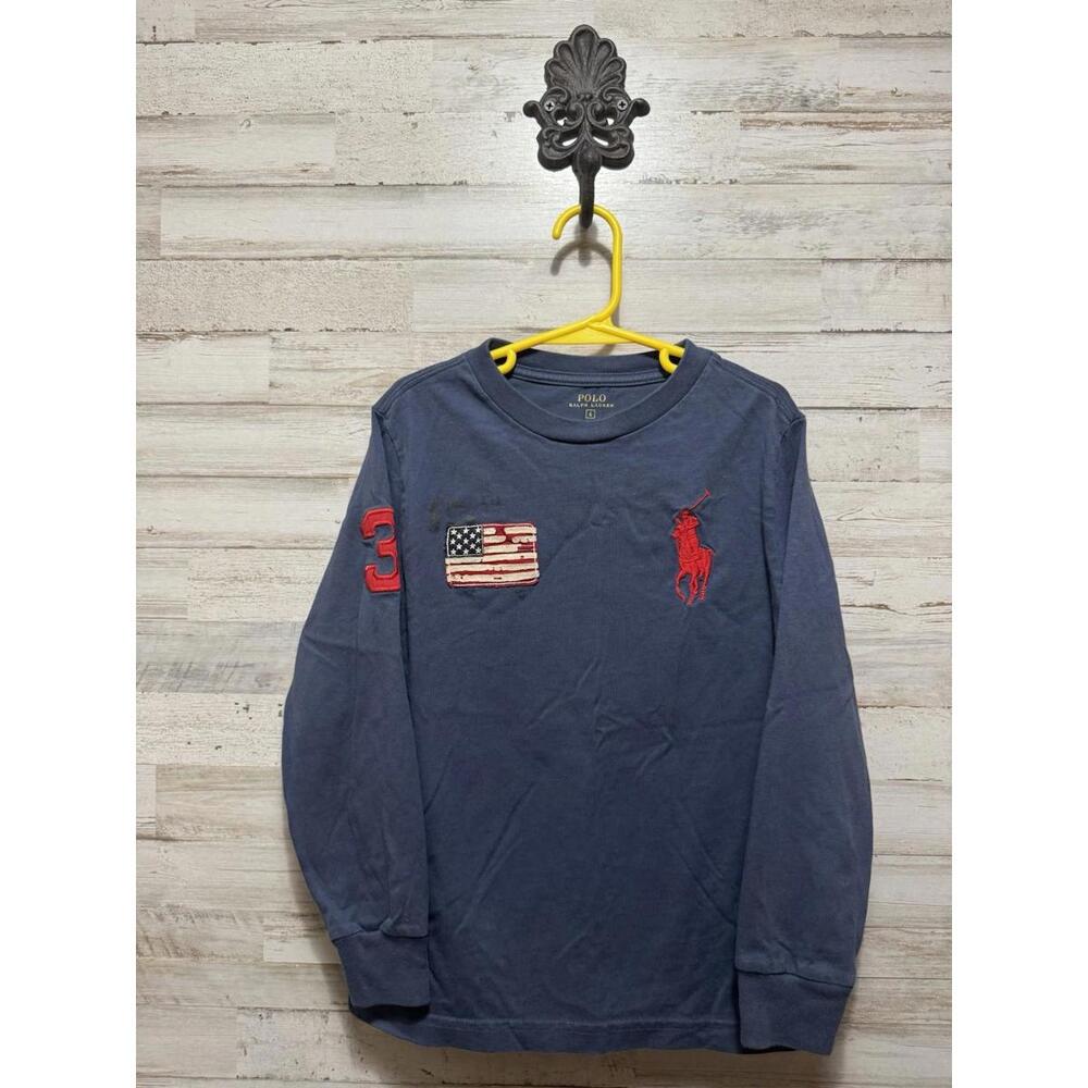 RALPH LAUREN POLO NAVY LONG SLEEVE PULLOVER SHIRT SIZE 6